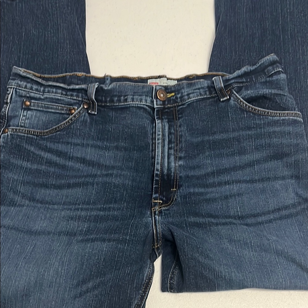 Wrangler Blue Straight Denim with Lived-In Look
